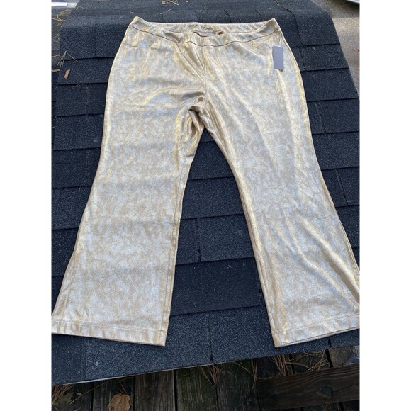 Soft Surroundings Boot Cut Leggings Women’s 2X Metallic Gold Stretchy Holiday - Picture 1 of 10